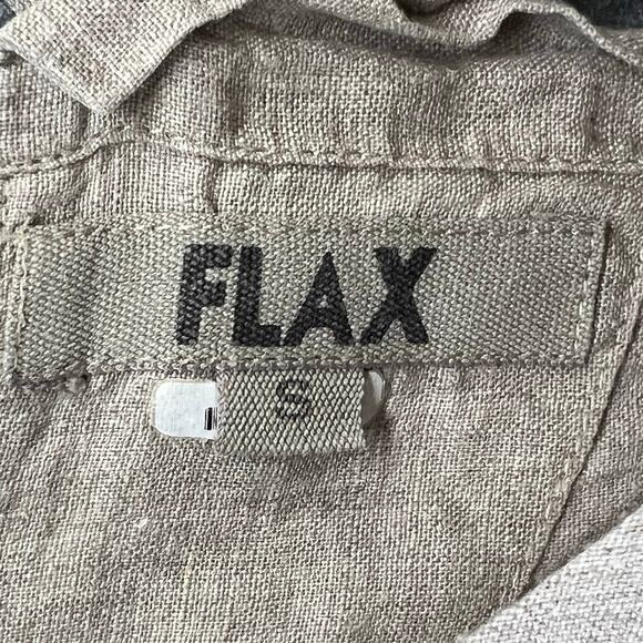 Flax Linen Dress Women S Beige Sleeveless Pockets Back Button Cottage-Tiny Flaws - Picture 11 of 14